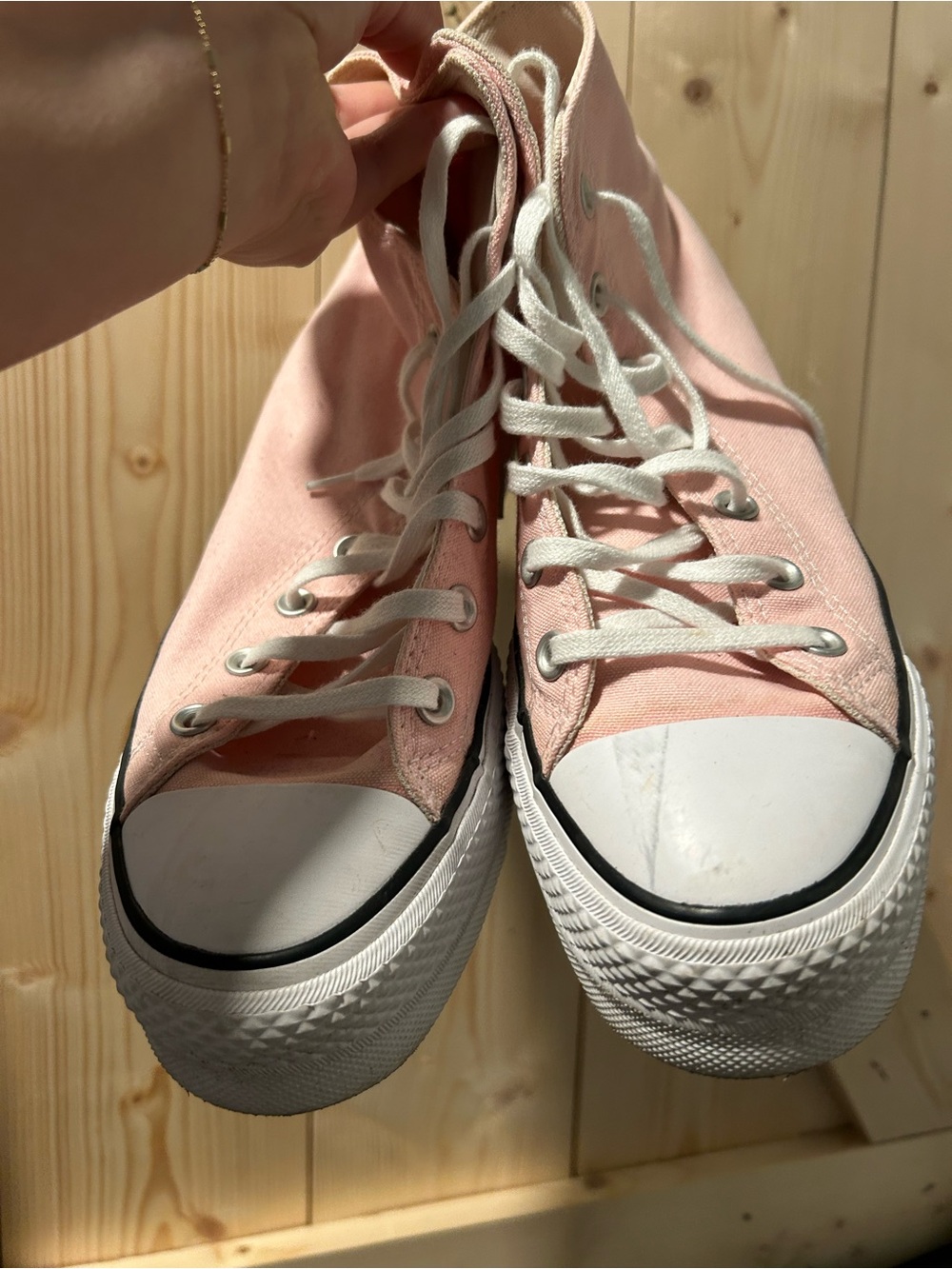 Converse Pink High-Top Canvas Sneakers with White Toe - Picture 2 of 7